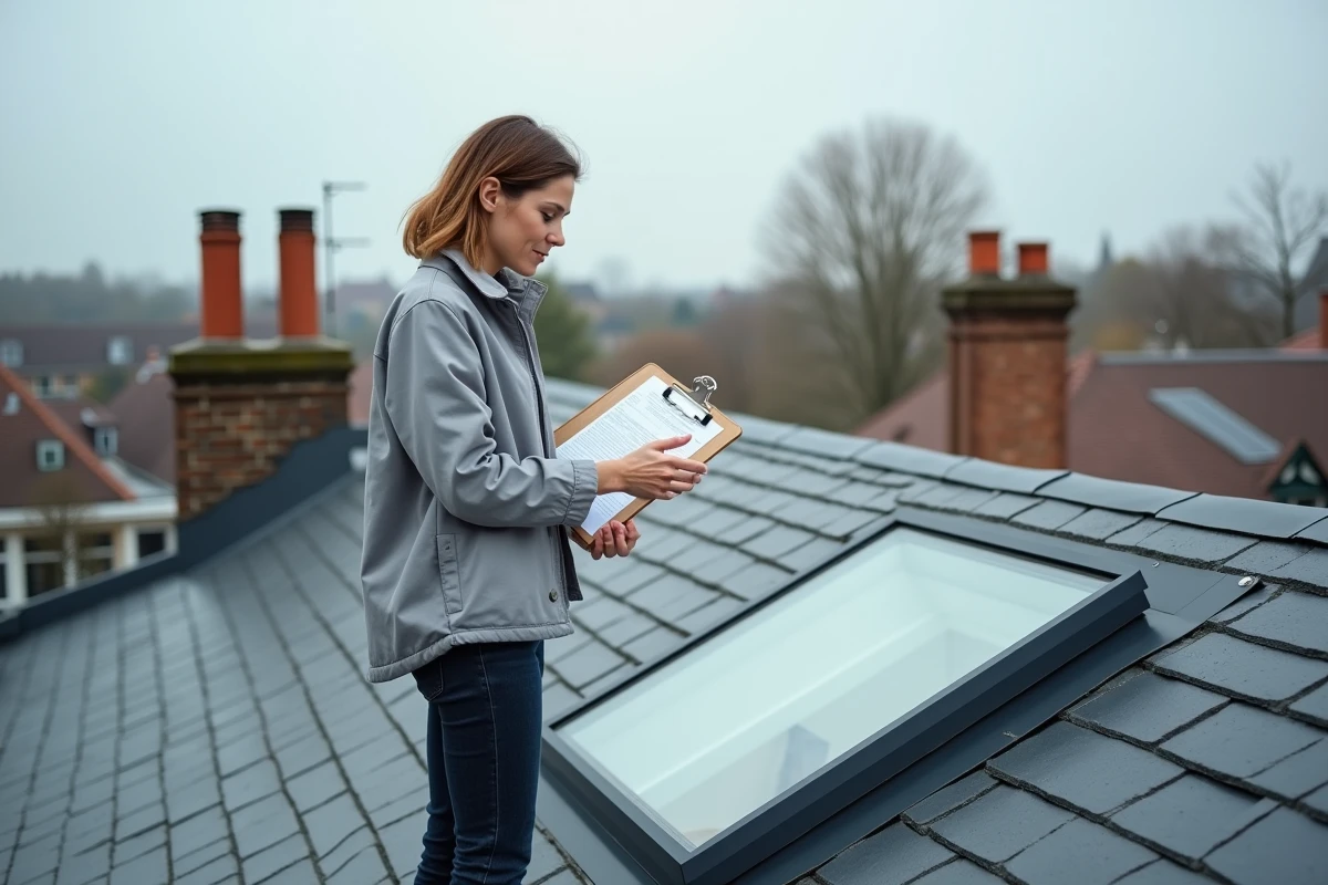 Une femme compare des devis pour l'installation d'une fenêtre de toit sur une maison individuelle
