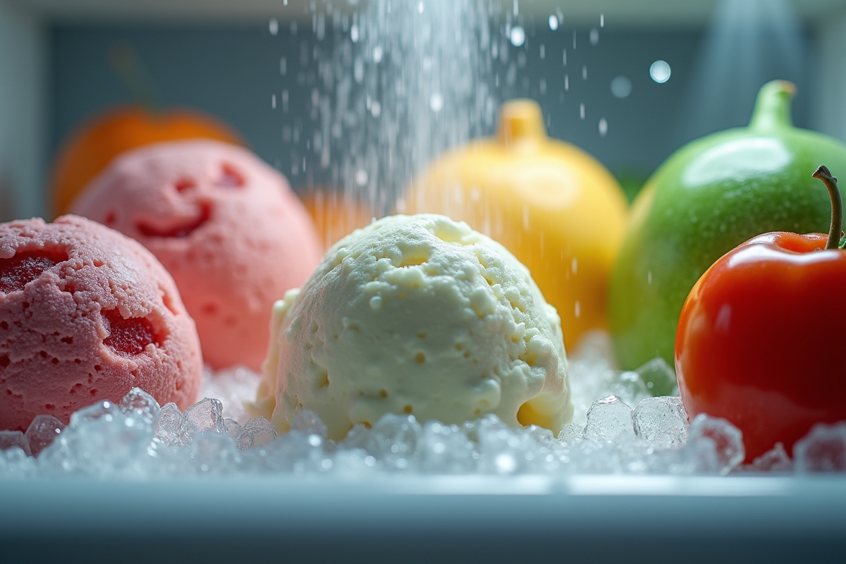 Glace fondue et légumes congelés partiellement décongelés