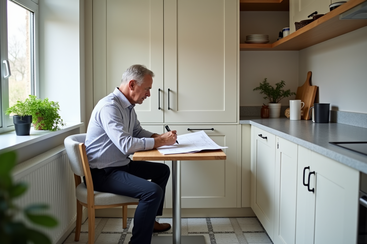 Homme dessinant le plan d