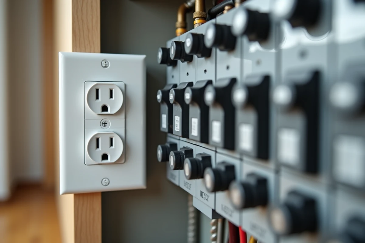 Prise électrique moderne dans une zone GTL résidentielle